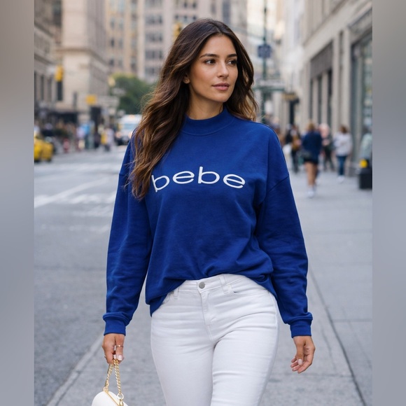 bebe Sweaters - Bebe Sport Logo Blue Sweater
